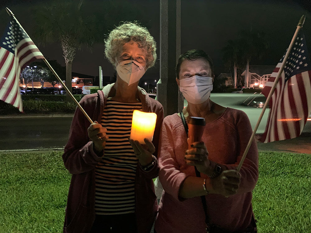 Ann and Mershon at Jan 6th Day of Remembrance and Action Candlelight Vigil DWC Marco Participants