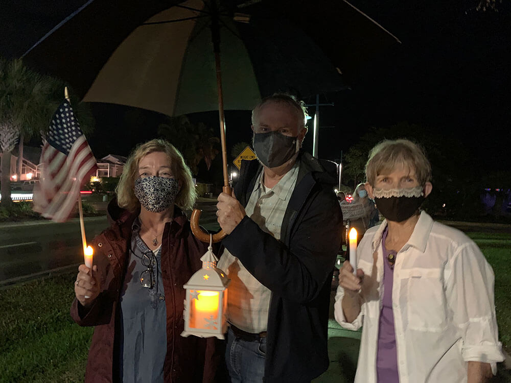 The Millers and Barbi at Jan 6th Day of Remembrance and Action Candlelight Vigil DWC Marco Participants